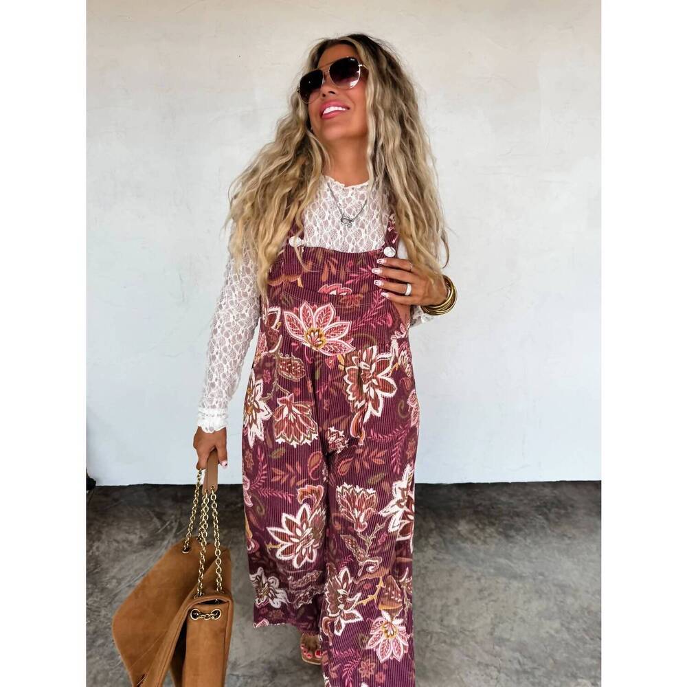 NEW BLAKELY fall floral karli overalls in burgundy